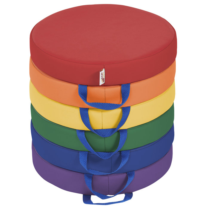 ECR4Kids SoftZone® 6 Piece Floor Cushion with Handle in Round & Reviews